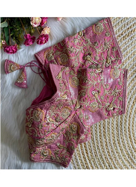 Fancy Heavy Pure Soft Roman Silk Designer Blouse Wholesale In India |